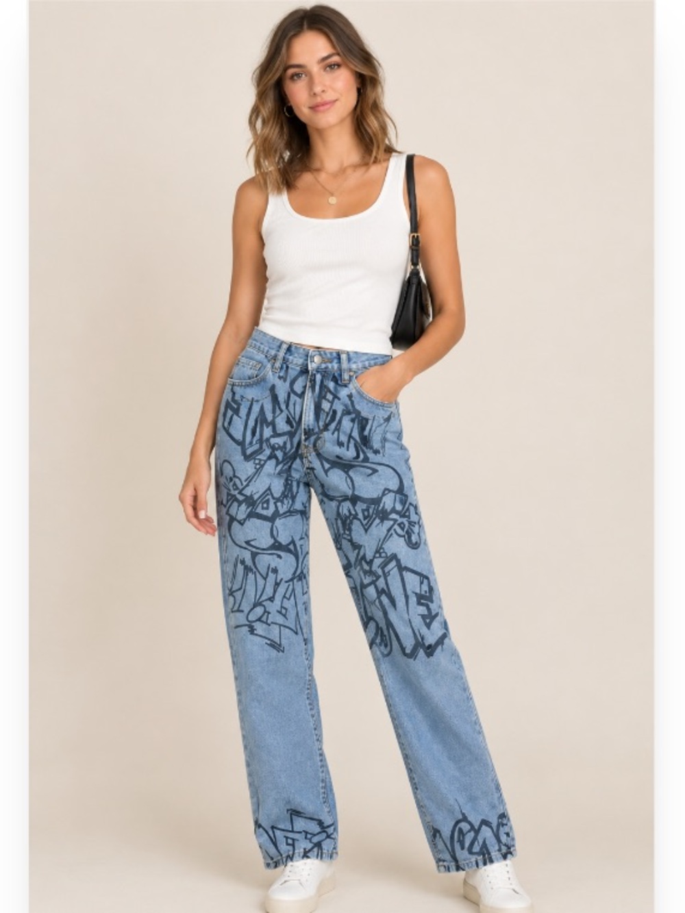Women’s Graphic/Graffiti Blue Jeans - X-Small